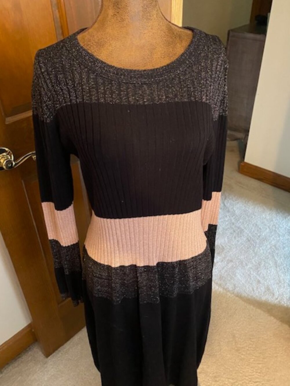 Roz & Ali Colorblock Hip Hugging Sweater Dress